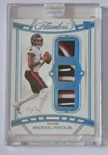 MICHAEL PENIX JR 2024 Flawless Mastercraft 1/1 Platinum Patch Encased Rookie RC