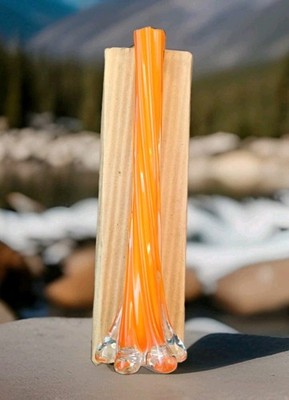 Vintage Spiralglas Blumenvase mit einem Stiel (orange) 