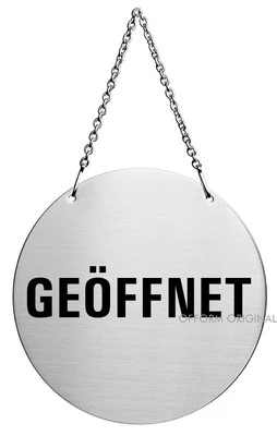 Hängeschild  Geöffnet / Pause Ø 130 mm Wendeschild aus Edelstahl mit Kette 6903 - Bild 1 von 2