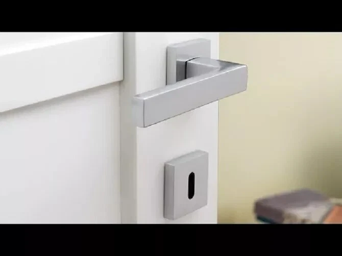 Coppia Maniglia Maniglie Quadrata per Porte Interne Cromo Satinat SECONDA FASCIA - Immagine 2 di 4