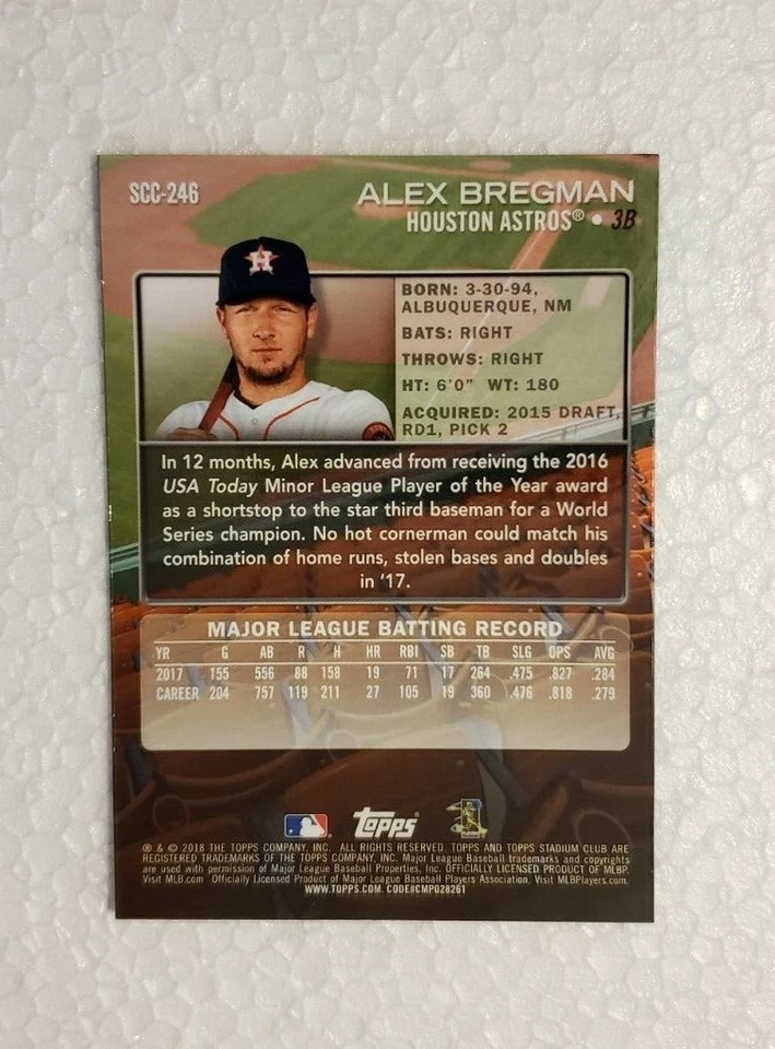 2018 Stadium Club Chrome #SCC246 Alex Bregman - Image 2 of 2