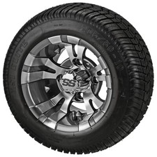 4 Golf Cart 20550-10 Low Profile Tires On 10x7 Gunmetal Gray Vampire Wheels