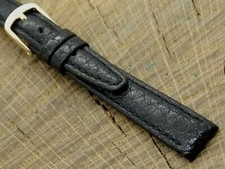 Hadley Roma NOS Unused Vintage Watch Band 12mm Black Leather w Gold Tone Buckle