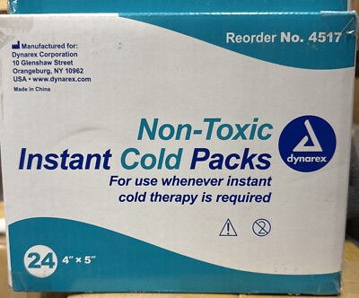Dynarex Non Toxic Instant Cold Packs 24 Count 4'' x 5'' Part Number 4517