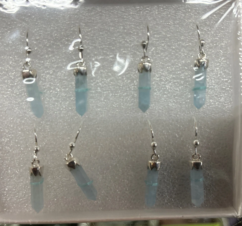 海蓝宝石耳环纯银水晶形状  — 第 4/4 张图片