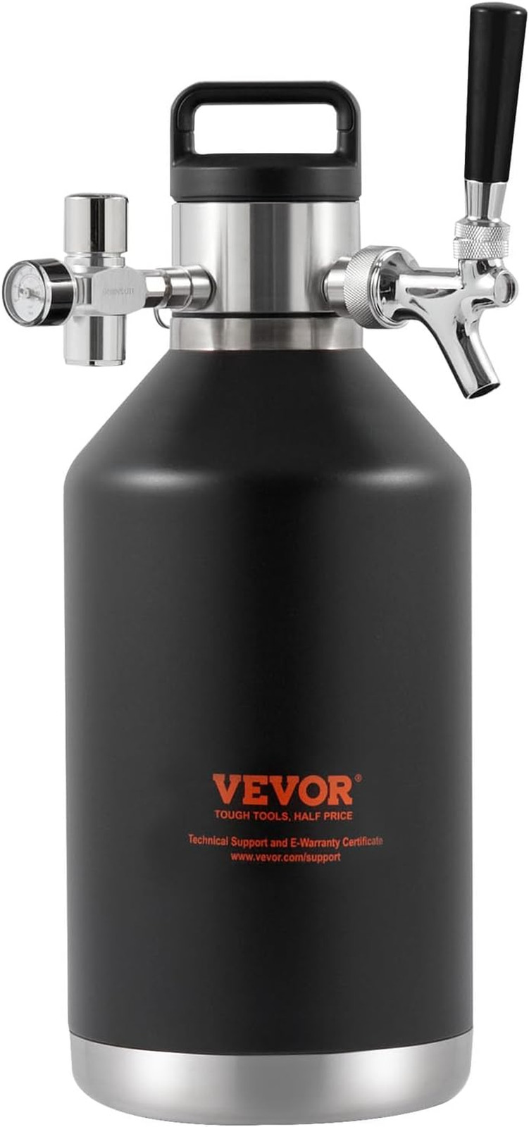 Beer Growler Tap System, 128Oz 4L Mini Keg, 304 Stainless Steel Pressurized Beer