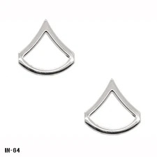 PAIR Private First Class ~ PFC Rank Chevron Pins ~ Silver Tone ~ Gemsco USA NEW