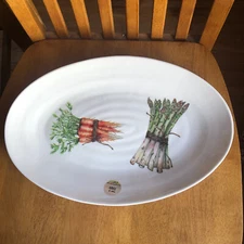 Effetti Ceramic Serving Platter Tray Plate Carrots Asparagus Made in Italy NWT
