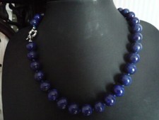 TOLLE HALSKETTE NATURPERLEN LAPISLAZULI 12MM // NEU