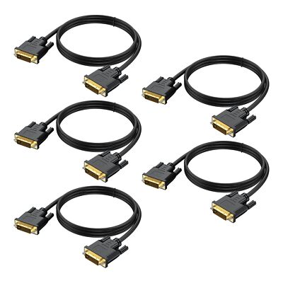 DVI to DVI Cable 6 Feet 5-Pack, DVI to DIV-D 24+1 Dual Link Cable Male to Mal...