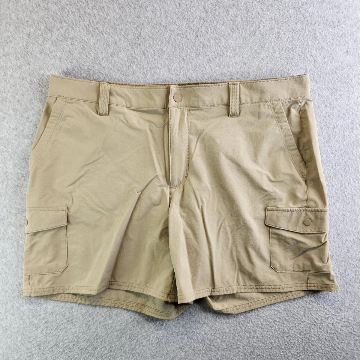 LL Bean Shorts Womens 14 Khaki Cargo Stretch Explorer Nylon Hiking Fishing