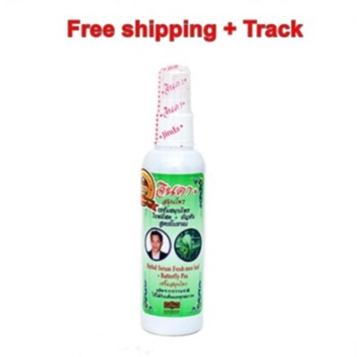 Jinda Herbal Serum Hair Growth Anti Hair Loss Fresh Mee Leaf Butterfly Pea 120ml