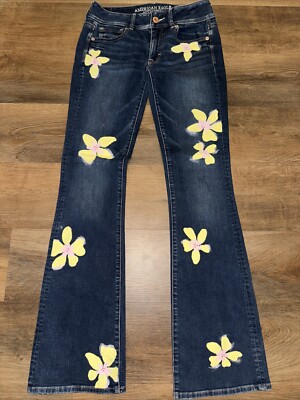 AE Customize flare leg low rise jeans size 2 