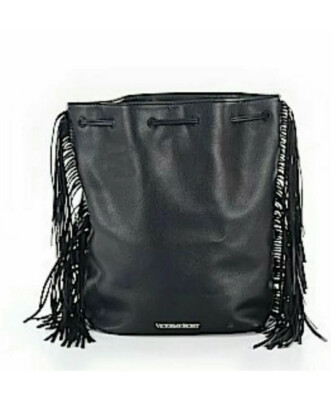 Victoria\'s Secret Black Leather Fringe Back Pack Bag Shoulder Victoria main image 3