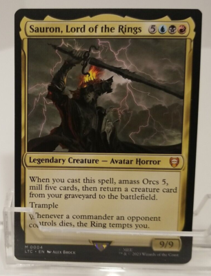 Magic the Gathering Tales of Middle-Earth Commander Mythic Rare Foil Sauron, Lord of the Rings #4 Magic the Gathering Tales of Middle-Earth Commander Mythic Rare Foil Sauron, Lord of the Rings #4
