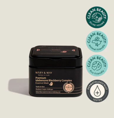 Mary & May Premium Idebenone Blackberry Complex Ampoule Mask 30 each - US Seller