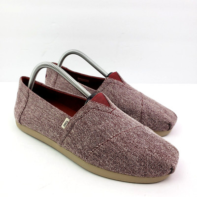 Toms Alpargata Mens Size 9 Red Burgundy Canvas Slip On Casual Loafer Shoes