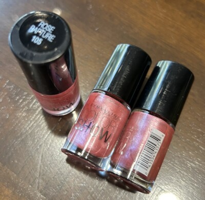 Lot of 3 Maybelline Color Show Nail Polish, Rose Rapture 105 New Multiple Qty FS