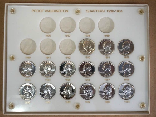 1950-1964 Proof Silver Washington Quarter 15-Coin Set, Capital Plastics Holder