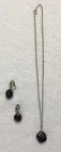 Vintage Costume Jewelry Necklace Clip On Earrings Lot Black Onyx Stone
