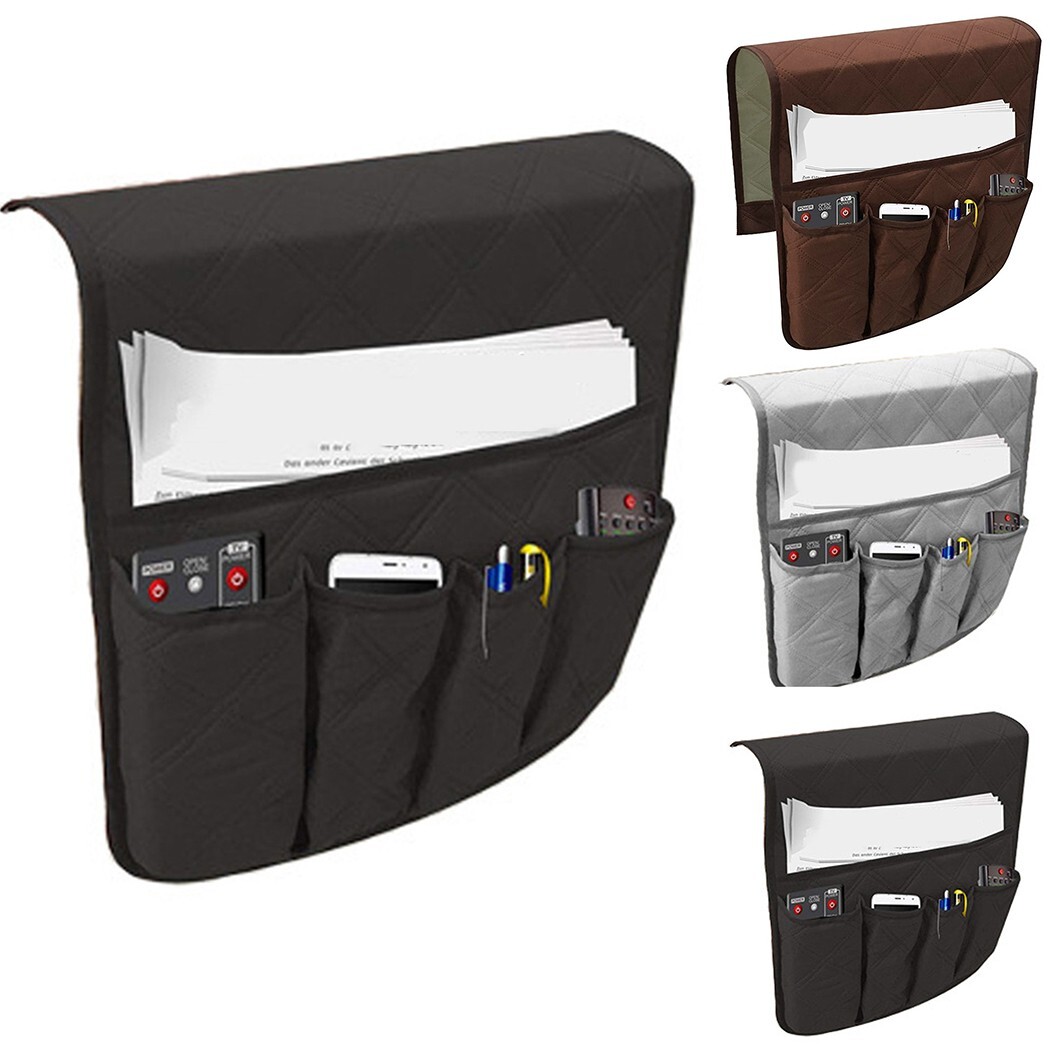 5 Pocket Sofa Chair Armrest Organizer Tray Storage Holder Pouch