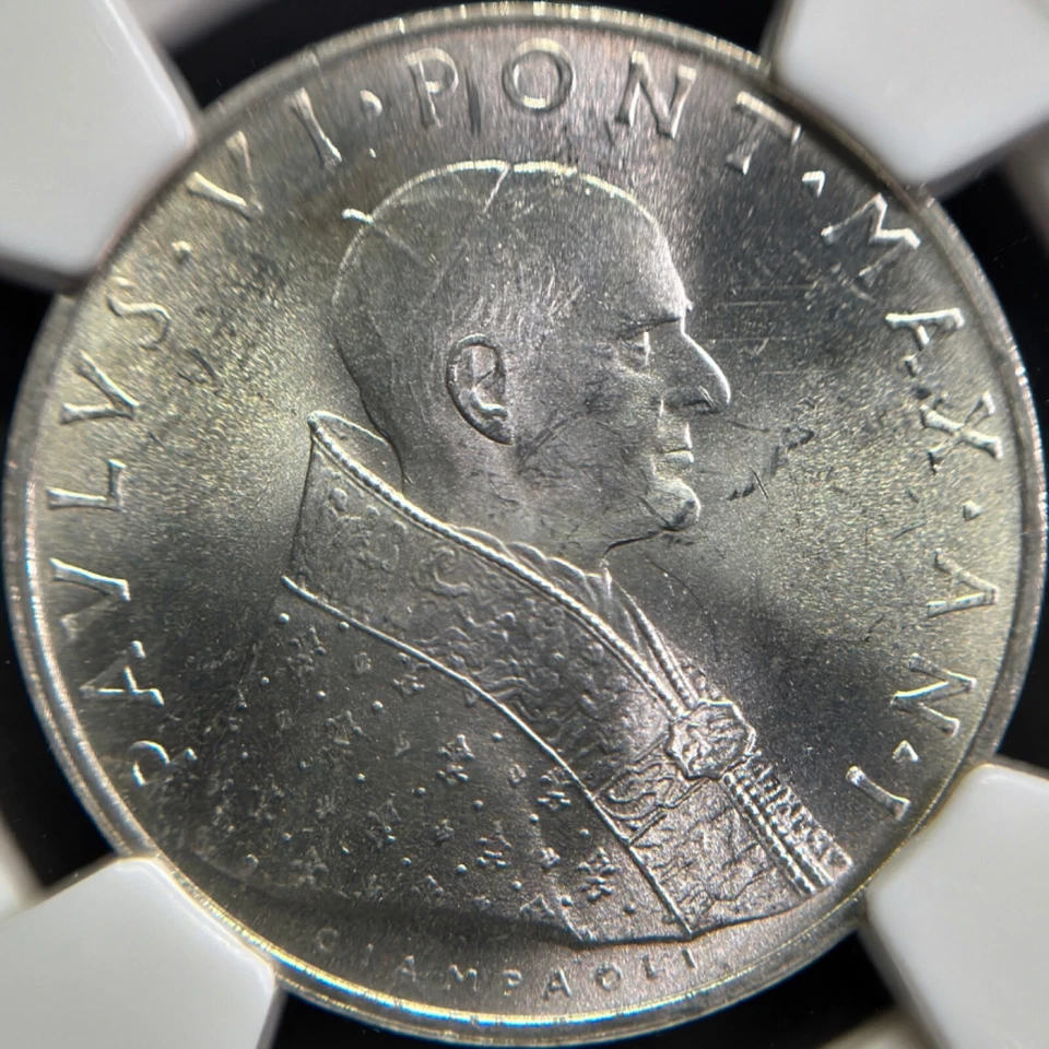 VATICAN CITY. 1963, 500 Lire, Silver - NGC MS63 - Paul VI, Papal Arms, Fleur - Image 3 of 4