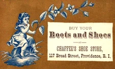Chaffee's Shoe Store Boots & Shoes PROVIDENCE RI  Victorian Trade Card