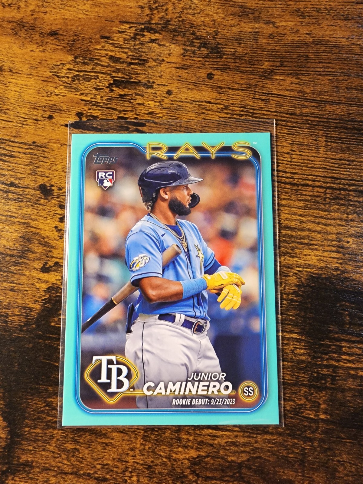2024 TOPPS UPDATE JUNIOR CAMINERO ROOKIE DEBUT AQUA RC FANATICS EXCLUSIVE RAYS