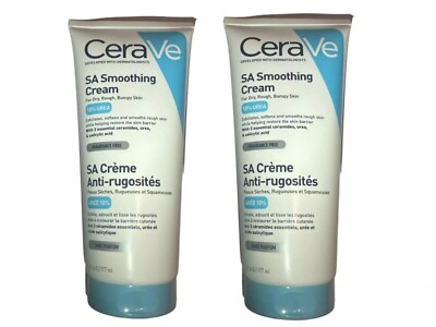 2x CeraVe SA Glättungscreme für trockene, raue, holprige Haut mit Ceramiden, UREA 6oz