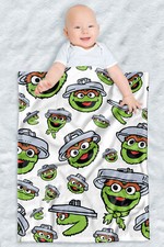 Sesame Street Fleece Baby Blanket, 30"x40", Oscar Face Pattern