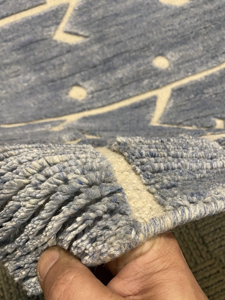 Spectacular Hand Knotted Beni Ourain Moroccan area Rug Blue  New Berber 8' X10' - Image 3 of 4