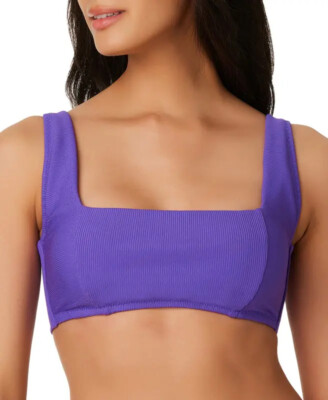 Bikini Swim Top Micro Rib Hibiscus Color Size Medium BAR III $48 - NWT