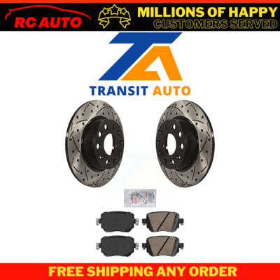 Rear Drill Slot Brake Rotors Integrally Molded Pad Kit For Volkswagen Passat GTI
