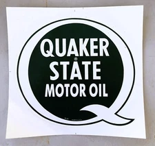 VINTAGE EXTRA LARGE QUAKER STATE MOTOR OIL DECAL STICKER 8" X 8 1/2" NOS