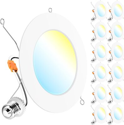 Sunco 12 Pack 5CCT LED Recessed 6 Inch, 1200 LM High Brightness, Ultra Thin Flat