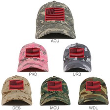 Black Red American Flag Embroidered Patch Camo Soft Baseball Cap - FREE SHIPPING