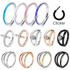 16G Triple/Double Hoop Nose Ring Surgical Steel Septum Clicker Tragus Piercing