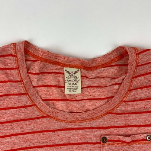 Faded Glory Womens T Shirt Short Sleeve Stripes Orange XS - Picture 4 of 8