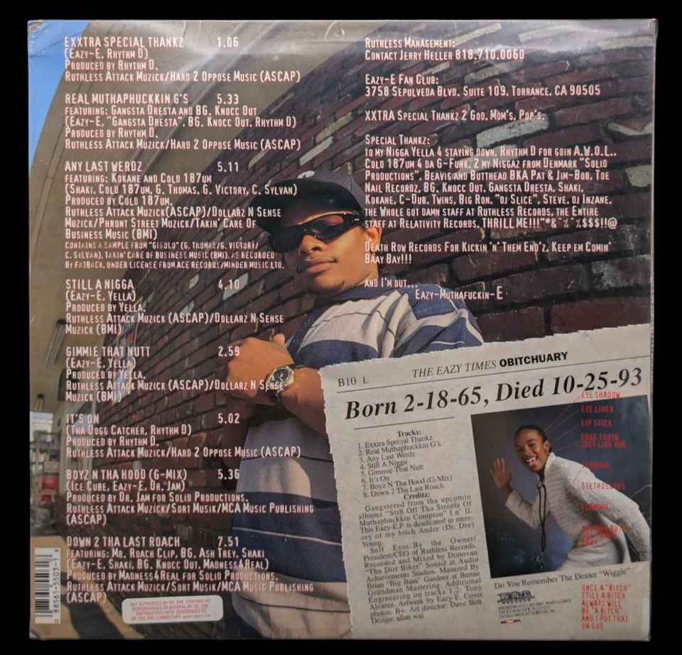 SEALED, Eazy-E – It's On (Dr. Dre) 187um Killa, Stereo, 1st pressing, US, 1993 - Image 2 of 4