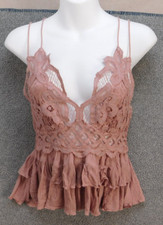 Free People FP One Women's S Fairycore BOHO Lace Pink Frilly Top