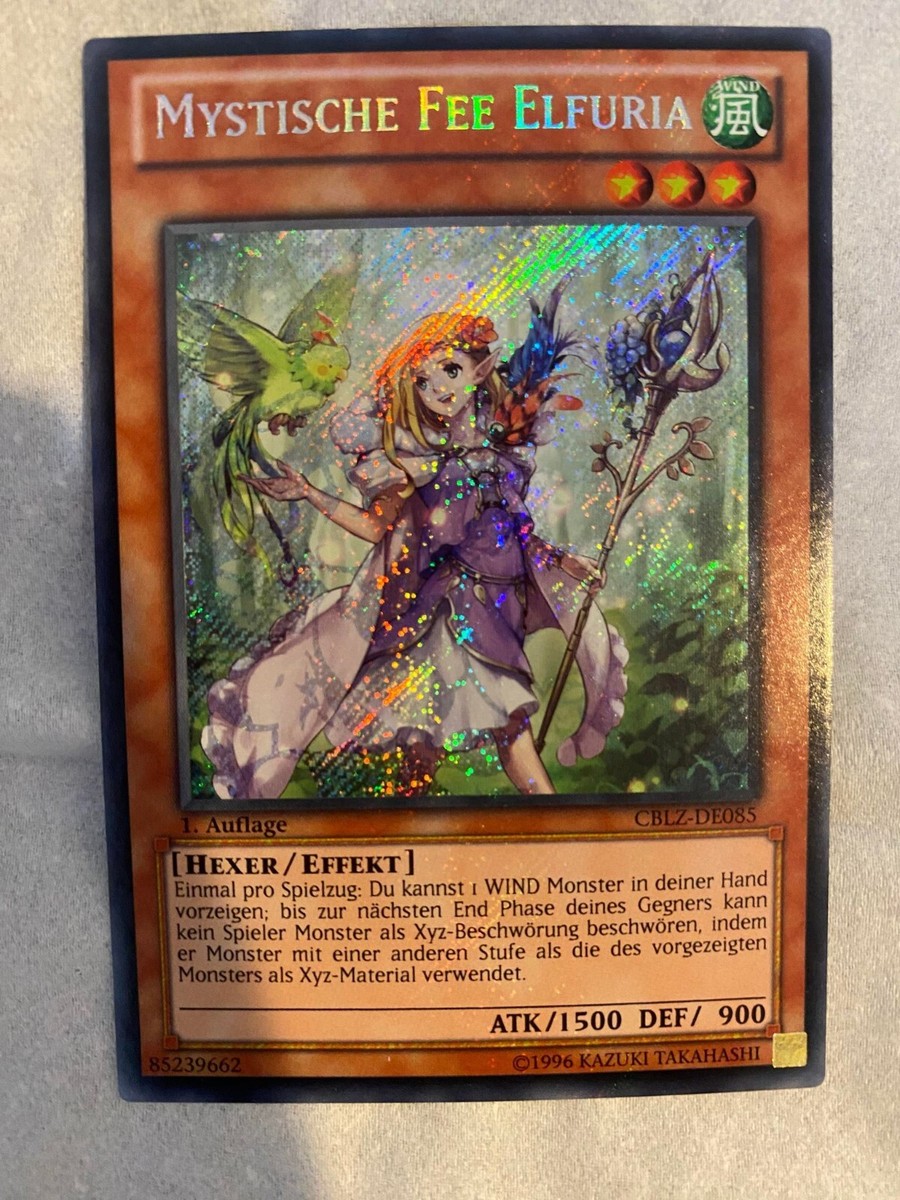 Yugioh Misprint German Mystical Fairy Elfuria w/ Pyrorex shadow CBLZ-DE085