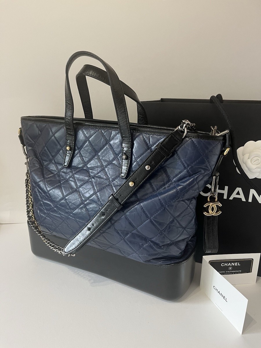 CHANEL Gabrielle Navy Black Hobo Large Shopping Tote Handbag RRP $4,100