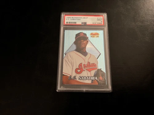 PSA 9 MINT CC SABATHIA HOF INDIANS 1999 BOWMAN'S BEST ROOKIE RC #171