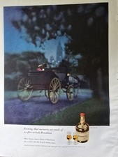 Drambuie 1962 después de la cena bebida cordial pareja romántica cochecito de caballo anuncio de colección