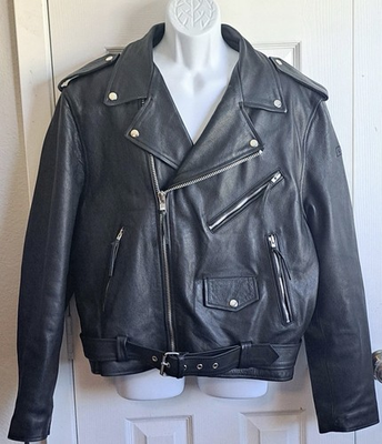 #ad CUSTOM BILT Men#x27;s Black Leather Biker Motorcycle Jacket Size XXL 2XL RARE $69.99