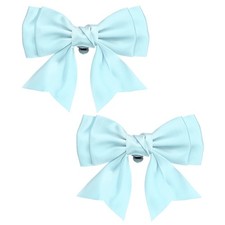 2Pcs Women Bow Shoe Clips, Satin Elegant Detachable Shoe Buckle Ice Blue 