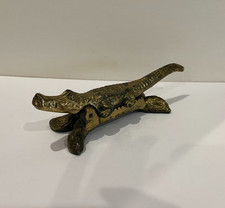 Vintage Solid Brass Crocodile / Alligator Nut Cracker (Tail Lift) Art Deco, 9 in