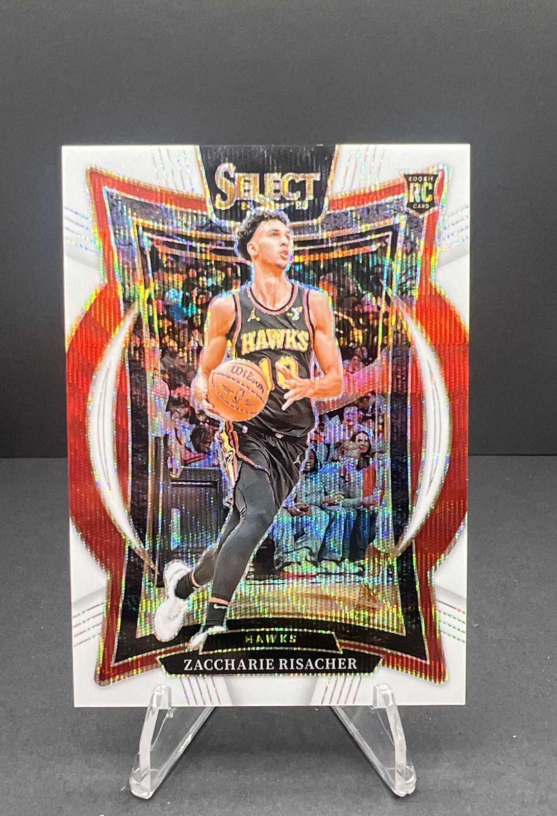 2024-25 Panini Select Concourse Zaccharie Risacher #86 White Wave Prizm /99 (RC)