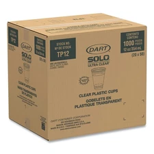 Dart TP12CT Ultra Clear 12 oz to 14 oz Practical Fill PET Cups (1000/Carton) New