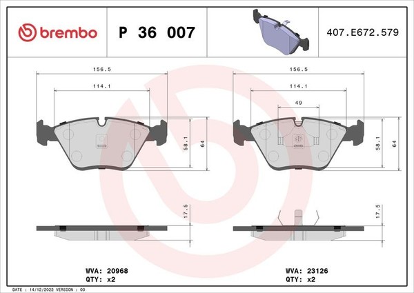 Brembo P 36 007 Bremsbelagsatz, Scheibenbremse FüR Daimler Jaguar-image